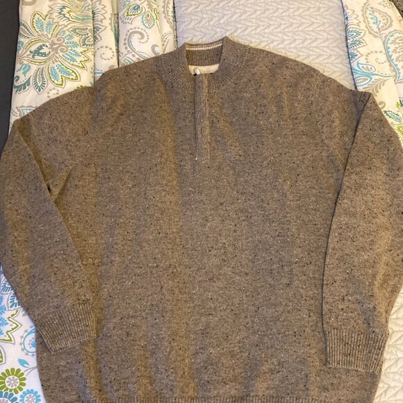 Johnnie-O  Heathered Oat Cashmere Quarter-Zip Sweater , size XL– New / Curated - Picture 9 of 13